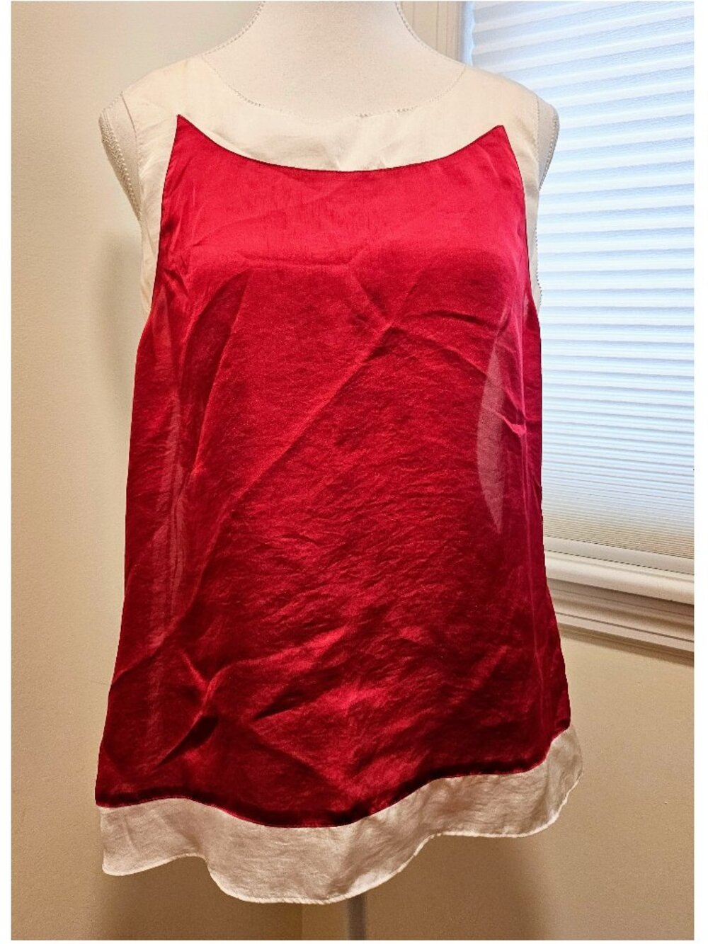 💯 Violet & Claire Pink and White Semi-Sheer Colorblock Sleeveless Top 💯